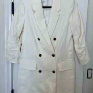 Frame Denim Cream Double-Breasted Blazer